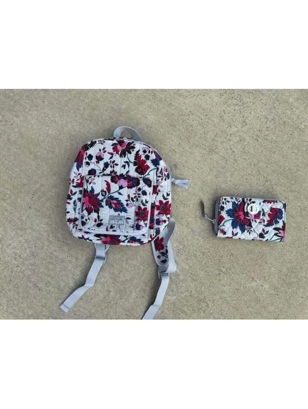Vera Bradley Small Backpack Turnlock Wallet Vineyard Floral Pink Purple Lilac